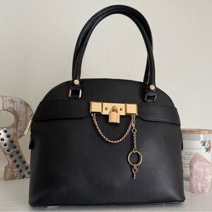 NWT Aldo Black Satchel with Gold Chain Detail